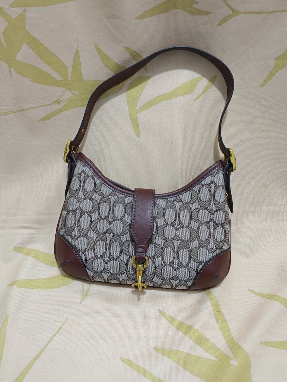 Coach Brown Signature Jacquard Hobo Shoulder Bag